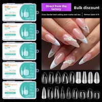 Faux ongles semi-mat européens et américains, sans couture, à couverture complète, en forme d'amande, fins et transparents