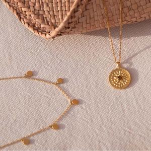 Collar Gemnel <span class=keywords><strong>2026</strong></span>, Joyería de Plata S925, Cadena Delicada Hecha a Mano con Cinco Pequeños Discos Dorados, Collar de Monedas - Product Image 6