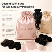 Sac à cordon en satin de soie rose imprimé sur mesure, sac à poussière, sac de rangement pour bijoux, cils, perruques, sac en satin de soie pour cadeau