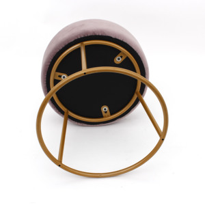 Customized pink Fabric Velvet <strong>Stool</strong> Chairs and <strong>Soft</strong> Ottoman Shoe <strong>Stool</strong> with Gold Matel Base - Product Image 3