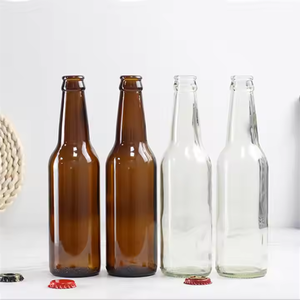 250ml 275ml 330ml 500ml <span class=keywords><strong>Botella</strong></span> de vidrio de cerveza de cuello largo <span class=keywords><strong>azul</strong></span> verde ámbar transparente con tapa de corona personalizada - Product Image 6