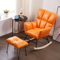 Mobilier de salon dernière conception prix de gros personnalisé confortable tissu Orange moderne loisirs chaise à bascule pour adulte