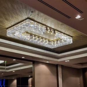 Grande <span class=keywords><strong>Lampadario</strong></span> Rettangolare a Filo Soffitto con Cristalli K9 per Hall e Sale Banchetti - Product Image 2