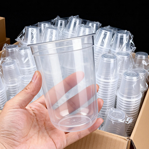 Bicchieri in Plastica PP a Parete Singola con Coperchi, Personalizzabili con Logo, Senza BPA, da 12oz, 16oz, 22oz, per Caffè, Soda, Tè Boba, Trasparenti o Satinati, a Forma di U, per Stadi - Product Image 2