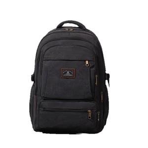 Canvas <b>Backpack</b> <b>Large</b> Capacity 15 Inches Laptop Bag Men's Travel Outdoor Retro Style Solid Color - Product Image 5