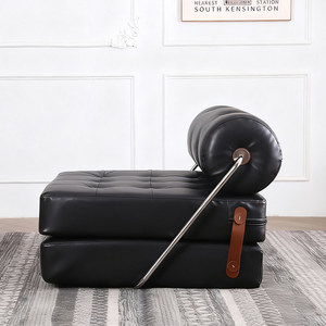 Modern Minimalist Simple Black PU Leather Stackable <strong>Footstool</strong> One Seat <strong>Sofa</strong> Creative Lazy <strong>Bed</strong> - Product Image 1