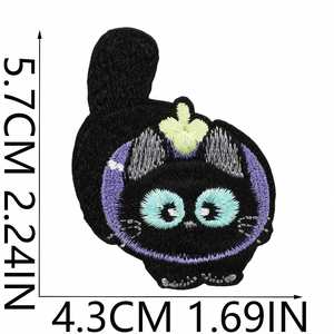 Patch brodé thermocollant écologique Chat Noir Stupid Bandage Kitten pour la décoration de vêtements et de sacs - Product Image 5