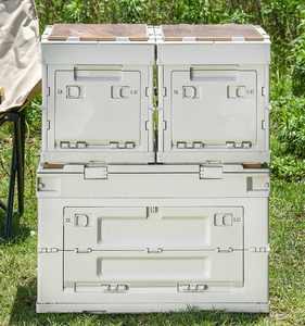 Boîte de rangement pliable pour le camping en plein air avec couvercle en bois 26L <span class=keywords><strong>60L</strong></span> Boîtes de rangement pliables multifonctionnelles en <span class=keywords><strong>plastique</strong></span> pour le camping - Product Image 4