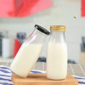 Bouteilles et tasses en verre super flint résistant à la chaleur avec bouchon en liège pour thé au lait, jus, lait frais, lait <span class=keywords><strong>de</strong></span> <span class=keywords><strong>soja</strong></span> et yaourt - Product Image 5