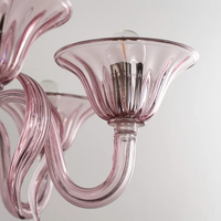 Lustre LED en verre de Murano soufflé à la main de couleur violette, taille moyenne