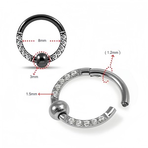 Anneau de nez en acier inoxydable avec zircon, serti de billes, bijoux de piercing unisexe 316L - Product Image 2