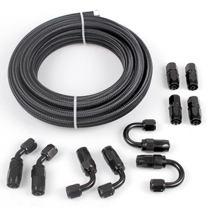Kit de Tuyaux Tressés Noirs pour Refroidisseur d'Huile AN6 AN8 AN10 6m Universel pour Amélioration du Système de Refroidissement Automobile - Product Image 1