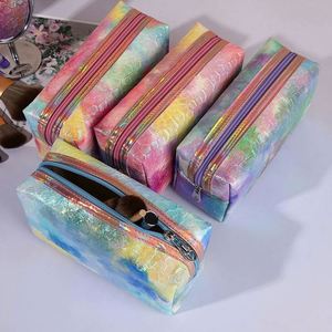 Fashion Tie Dye Women PU Leather Waterproof Makeup <b>Pouch</b> Bag Travel Portable Toiletry Cosmetic Bag - Product Image 6