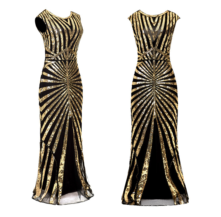 chinese dress ladies 1920s Sequin Gatsby Maxi Long Evening Dress Semi Formal Wedding Dresse –  Hiipps main image 0