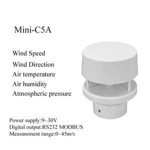 מד רוח דיגיטלי אולטראסוני 5 ב-1 בגודל קטן RS485 Modbus, 5 פרמטרים מטאורולוגיים, חומר ABS, רזולוציה של 0.1 מטר/שנייה - Product Image 6