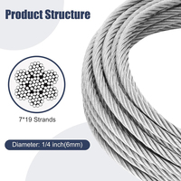 Kabel Kawat Baja Tahan Karat 304 1/4" untuk Pengangkatan & Rigging Tugas Berat dengan Selubung Aluminium dan Thimble