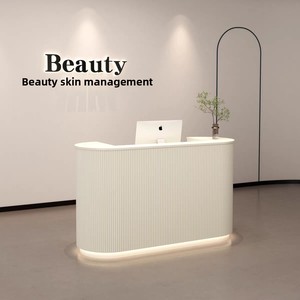Bancone Reception dal Design Moderno per Hotel, Saloni di Bellezza, Bar - Frontale in <span class=keywords><strong>Pietra</strong></span> Curva di Lusso - Product Image 3