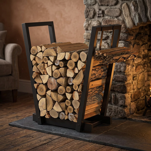 Modern Steel <b>Log</b> Holder Rectangle Firewood Storage <b>Rack</b> Powder Coated Finish Outdoor <b>Indoor</b> Use - Product Image 5