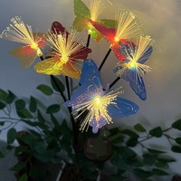 Lampes solaires LED à fibres optiques IP65 en forme de papillon pour l'extérieur, style européen, pour cour et pelouse