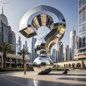 Tùy Chỉnh Đô Thị Trang Trí Sân Vườn Lớn Hiện Đại Kim Loại Gương Đánh Bóng Nghệ Thuật Bức Tượng Trừu Tượng Khổng Lồ Thép Không Gỉ Câu Hỏi Đánh Dấu Tác Phẩm Điêu Khắc - Product Image 3