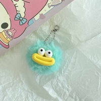 Dessin animé mignon poupée saucisse bouche pompon pendentif drôle laid sac à dos porte-clés en peluche