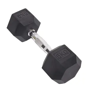 Gym Cheap Rubber Coated 5 Pound Dumbells 1KG Black Free Weights Hexagonal Dumbbell Set 50 kg