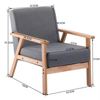 Fauteuil en bois moderne pour salon, chaise longue à dossier large avec coussin en tissu moelleux, siège d'appoint confortable