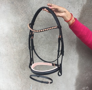Bridon de cheval en or rose personnalisable, équipement en cuir fantaisie pour chevaux, prix raisonnable, produits équestres - Product Image 2