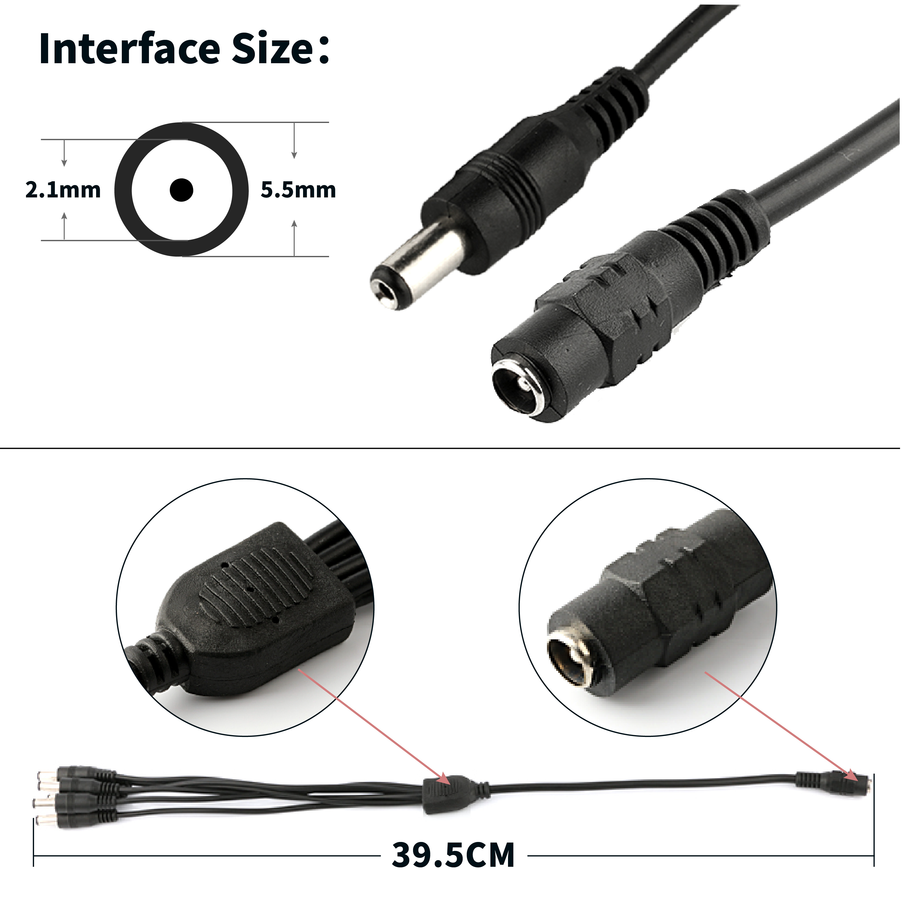 60W 5.5x2.1mm Photovoltaic Solar Cable Female To Male DC Power