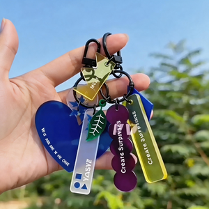 Porte-clés en acrylique translucide coloré personnalisé en gros avec lettres imprimées UV, texte de citation en vrac, anneau porte-clés OEM ODM - Product Image 1