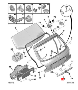 Bande Décorative Arrière de Plaque d'Immatriculation 8742Q5 8742.Q5 pour PEUGEOT <span class=keywords><strong>206</strong></span> 207 - Product Image 1