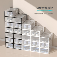 Boîte de rangement pour chaussures en plastique, empilable, respirante, à ouverture frontale, pour la vente en gros