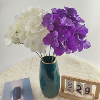 Fleurs artificielles en soie d'hortensia de style nordique, plantes artificielles réalistes, bouquet bicolore violet et blanc, décoration pour la maison, le salon et la chambre