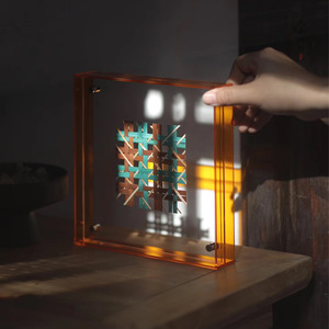 Bamboo Woven Acrylic Wall Art Red <b>Square</b> <b>Frame</b> Decorative Gift Home Decoration Chongqing Craft - Product Image 3