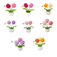 Pot rajutan bunga Tulip buatan rajutan Mini tanaman benang Pot buatan tangan tanaman Pot Tulip rajutan wol