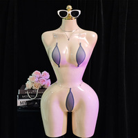 Ensemble de bikini trois points sexy et érotique pour femme, style européen et américain, avec soutien-gorge transparent à bretelles et string, référence 24102