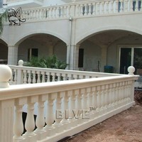 Balustrade en marbre beige crème classique sur mesure BLVE, style européen, main courante en pierre naturelle pour la décoration de villa