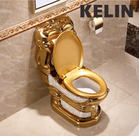 Ensemble de toilettes de luxe en céramique dorée avec lavabo et bidet, WC suspendu à chasse d'eau directe – Offre spéciale