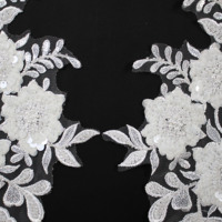 Magnifiques appliques en dentelle brodées de paillettes de la marque YUGU, 100% polyester, 33cm*16.5CM, double contrôle de qualité pour modèle de robe
