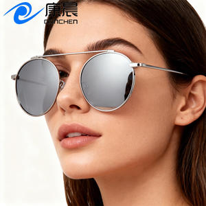 Gafas de Sol Redondas Conchen con Marco Metálico, Lentes de PC con Protección UV400, Unisex, Modernas, para Viajes - Product Image 1