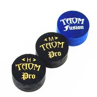 Embout de queue de billard professionnel de marque TOM fabriqué en Chine - 14 mm, noir/bleu, cuir de porc multicouche pour les professionnels