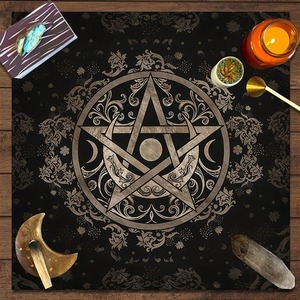 Altar tela Luna sol estrella pentagrama impreso espiritual tapiz mantel hecho a mano personalizable astrología adivinación brujería - Product Image 3