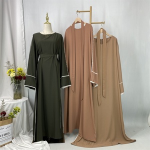 Vestido Musulmán para Mujer, Estilo Modesto Nida, Color Sólido con Línea Blanca a la Moda, Vestido Abaya Islámico para Damas 6472 # - Product Image 6