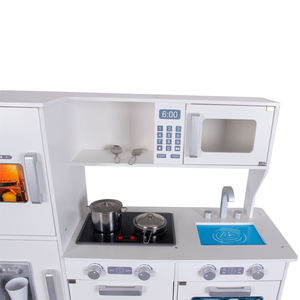 2025年ニューモデル大型木製キッチン遊びセット、ライトとサウンド付きホワイト冷蔵庫、モダンラグジュアリーデザイン、男女兼用、5歳から13歳のお子様向け - Product Image 3