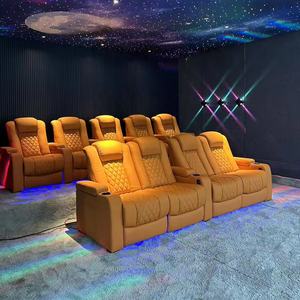 كرسي كرسي عصري مخصص للمسرح المنزلي مقعد كهربائي خاص من الجلد الطبيعي الأسود لغرف الأفلام والفنادق - Product Image 5