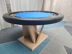 Table de poker professionnelle haut de gamme moderne ronde 6 8 10 places sur mesure en velours suédé avec porte-gobelets en acier esthétique premium - Product Image 2