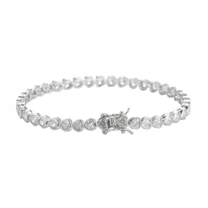Cadena de tenis para mujer, pulsera de tenis para pareja con forma de corazón de 4*4mm, cadena de una sola fila estilo Hip Hop, collar de moda Tanjing Lijing para mujer - Product Image 5