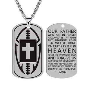 Stainless Steel Cross Necklace Men Sports Ball Pendant <b>Dog</b> <b>Tag</b> Religious Gift Jewelry Fashion Pendants Charms - Product Image 2