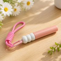 Tube souple en plastique rose de 12 ml pour gloss, vide, avec applicateur, support en tissu et porte-clés, idéal pour baume à lèvres et soins cutanés - Vente en gros