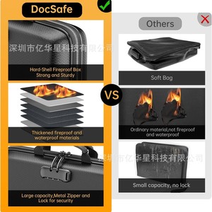 Sac de rangement pour documents en EVA ignifuge noir 3627*5CM avec fermeture à boucle pour usage au bureau - Product Image 2